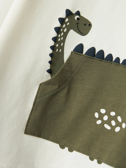 Name it Langarmshirt mit Dino und Kängurutasche aus Bio-Baumwolle