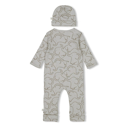 Feetje Strampler mit Klappfuß Geschenkkarton Set mit Mütze - Elefantenprint