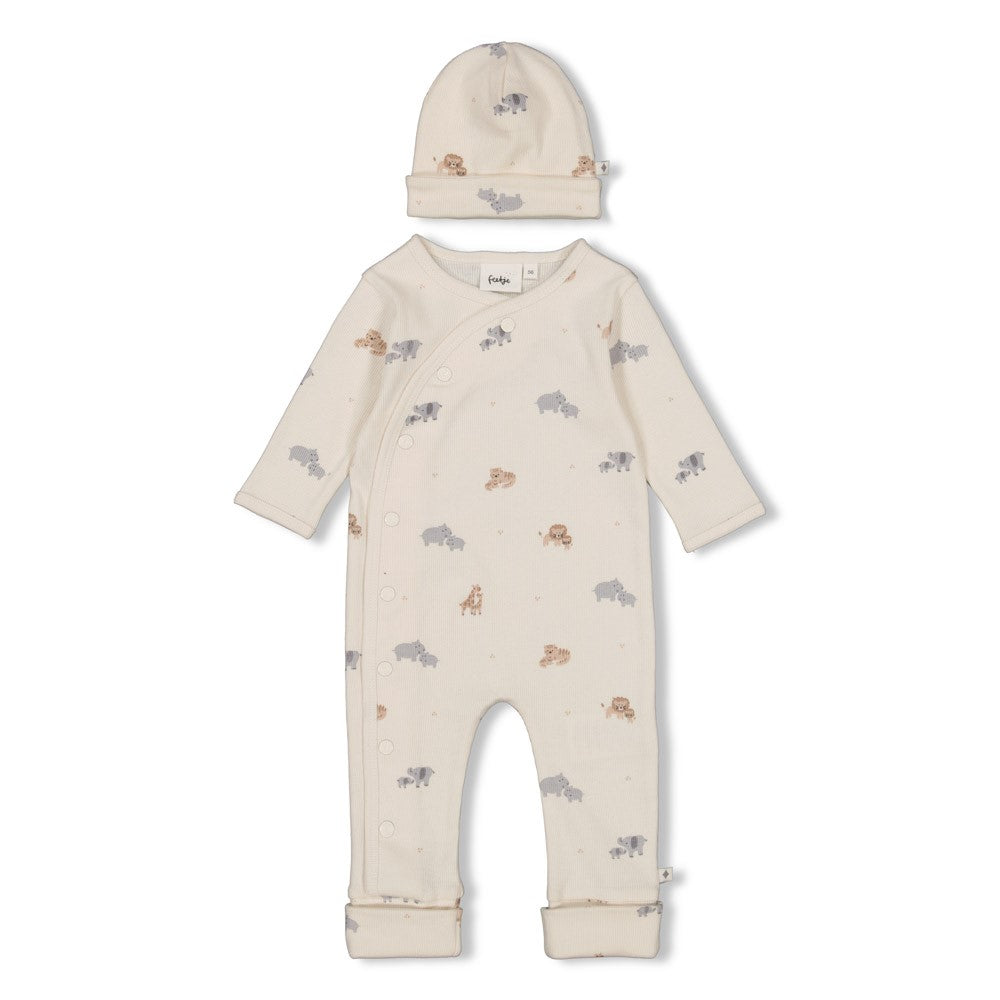 Feetje Geschenkset Natur AOP – Strampler und Mütze, Ansicht 1