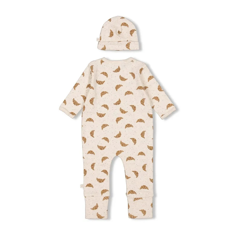 Feetje Strampler mit Klappfuß Croissant Geschenkkarton Set mit Mütze