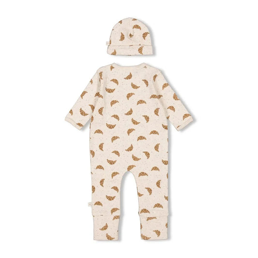 Feetje Strampler mit Klappfuß Croissant Geschenkkarton Set mit Mütze