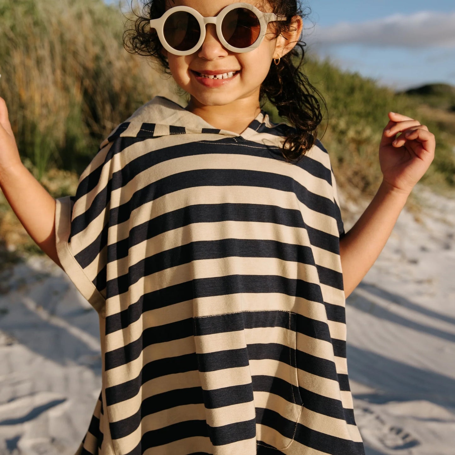 Cloby UV Poncho UPF 50+ Navy/Sandy Stripe