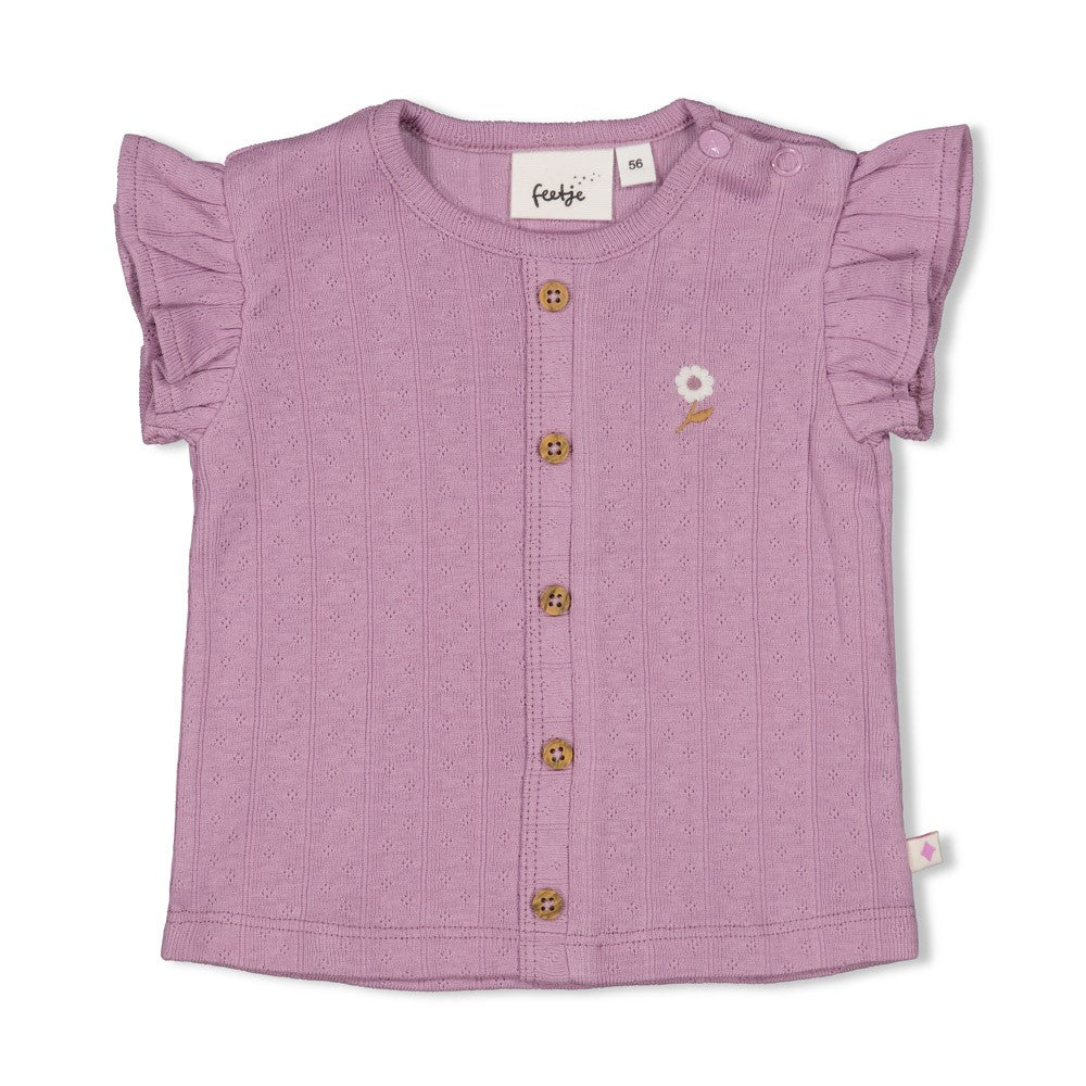 Feetje Geripptes T-Shirt Pointelle - Flower Ranch