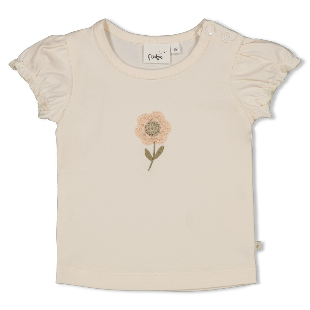 Feetje T-Shirt mit Häkelblume - Let Your Dreams Blossom