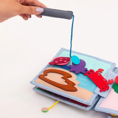 Jolly Designs Quiet Book Sonnenschein Lernbuch Formen, Farben & Angelspiel ab 18 Monaten