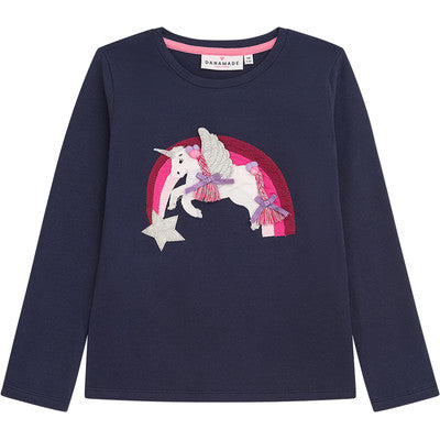 Danamade Langarmshirt DSOLVEIG mit Einhornapplikation