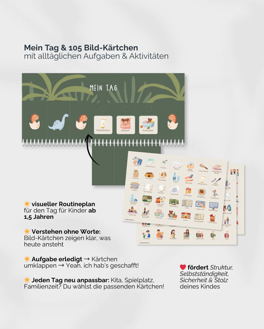 Inliebekind Tagesroutine inklusive Symbolkärtchen Dino