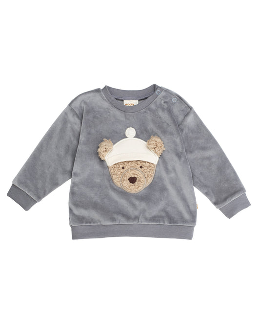 Wooly Organic Nicki Sweatshirt mit appliziertem Teddy GOTS