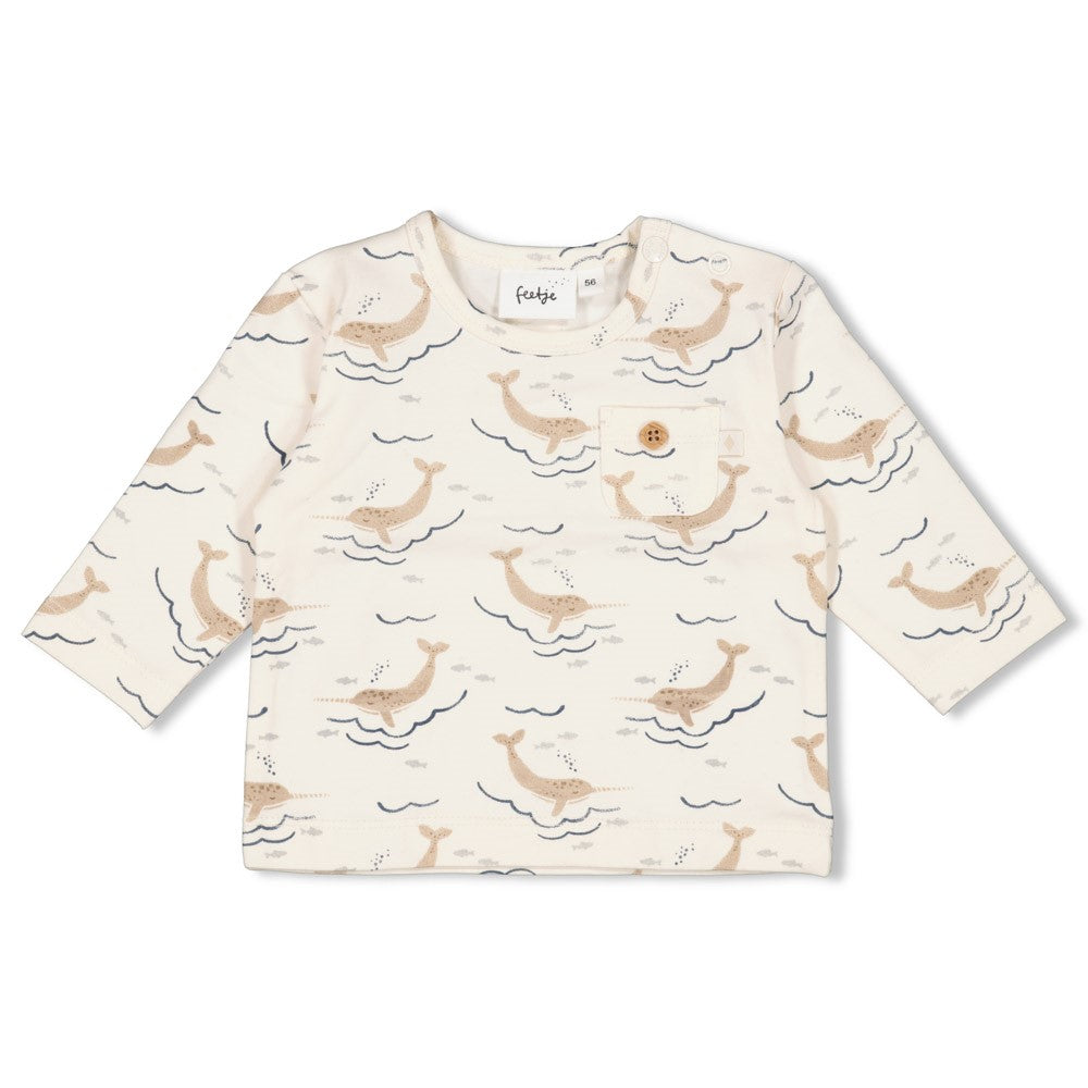 Feetje Langarmshirt AOP - Narwal