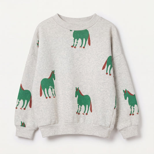 Lötiekids Sweatshirt Horses Light Grey Melange