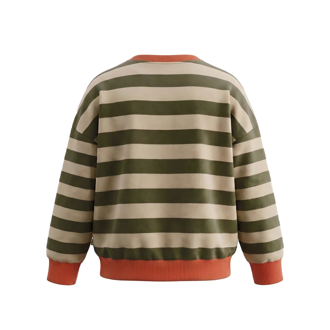 Your Wishes Sweatshirt gestreift Olivgrün/Orange