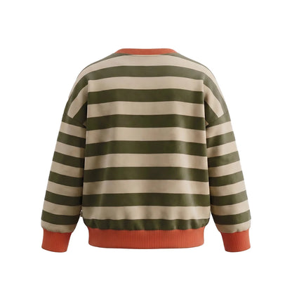 Your Wishes Sweatshirt gestreift Olivgrün/Orange