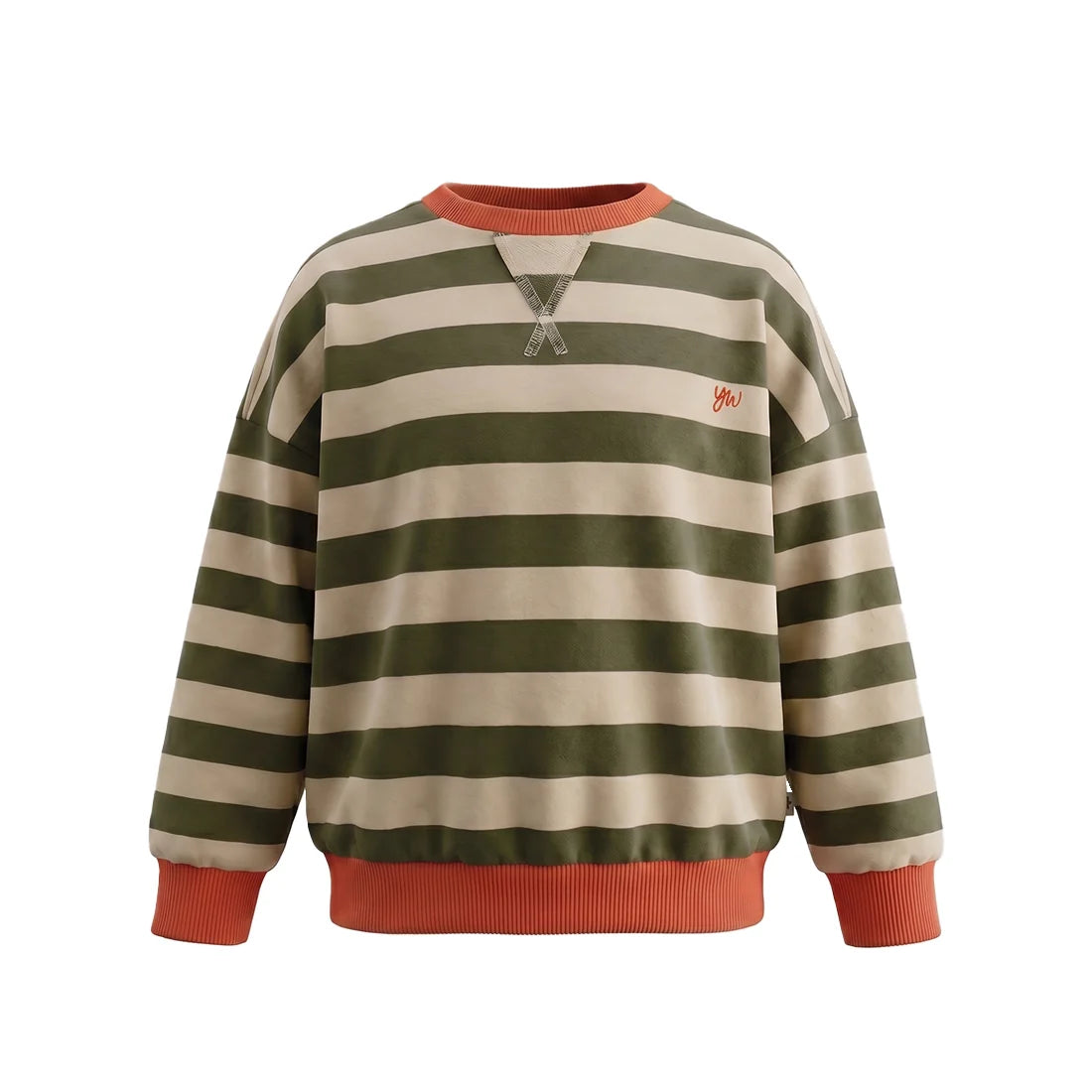 Your Wishes Sweatshirt gestreift Olivgrün/Orange