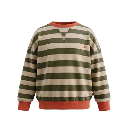 Your Wishes Sweatshirt gestreift Olivgrün/Orange