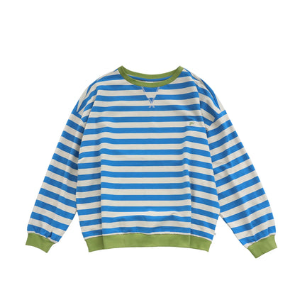 Your Wishes Sweatshirt gestreift in Blau/Grün für Mamas - Minime-Look