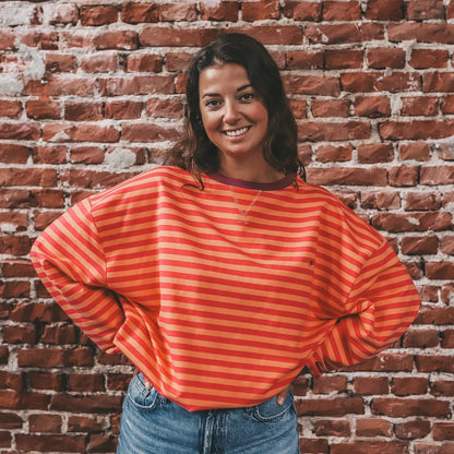 Your Wishes Sweatshirt gestreift in Rot/Violett für Mamas - Minime-Look