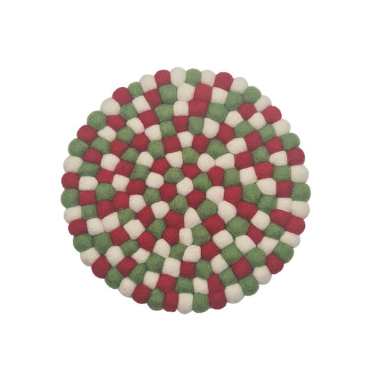 Frida Feeling Filz Untersetzer dünne Kugeln Rot/Weiß/Grün