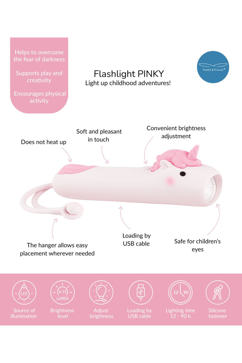 Rabbit & Friends Taschenlampe Unicorn Pinky