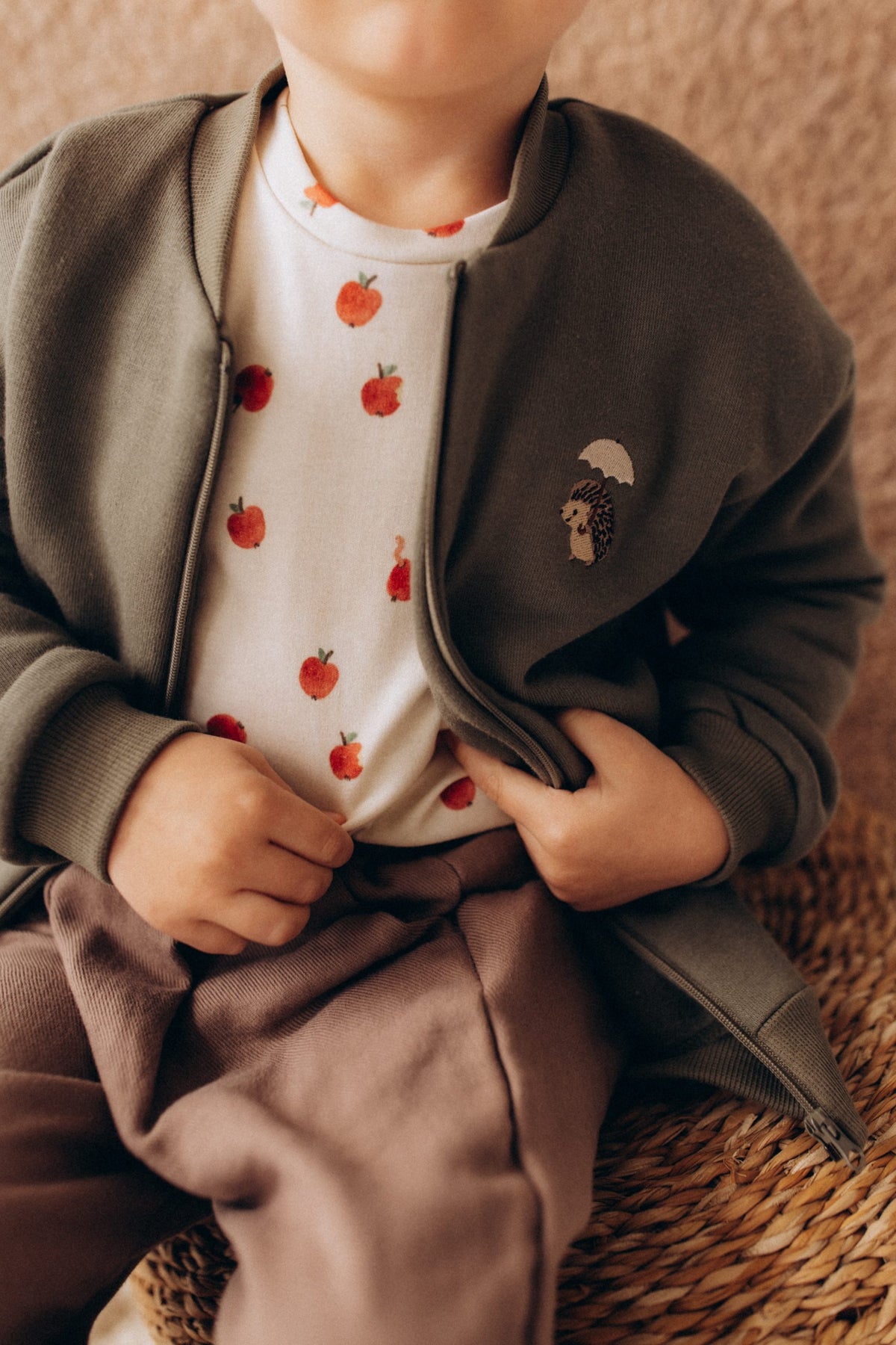Wooly Organic Langarmshirt 'Pick a Apple' GOTS