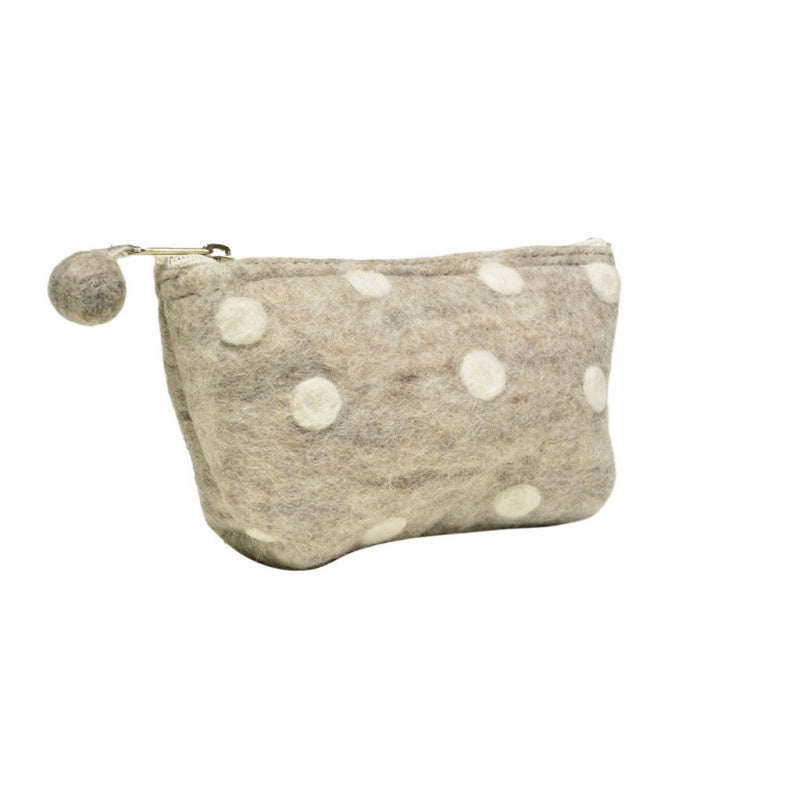 Frida Feeling Kosmetiktäschchen aus Filz, grau mit Punkten