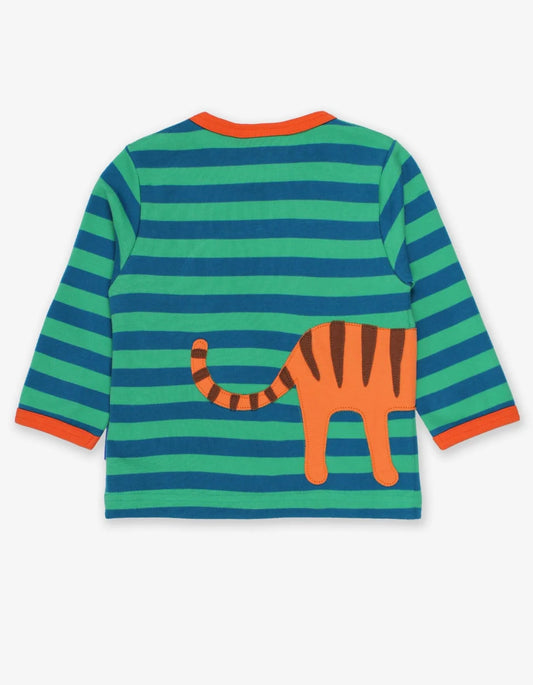 Toby Tiger Langarmshirt gestreift mit Tiger-Applikation GOTS