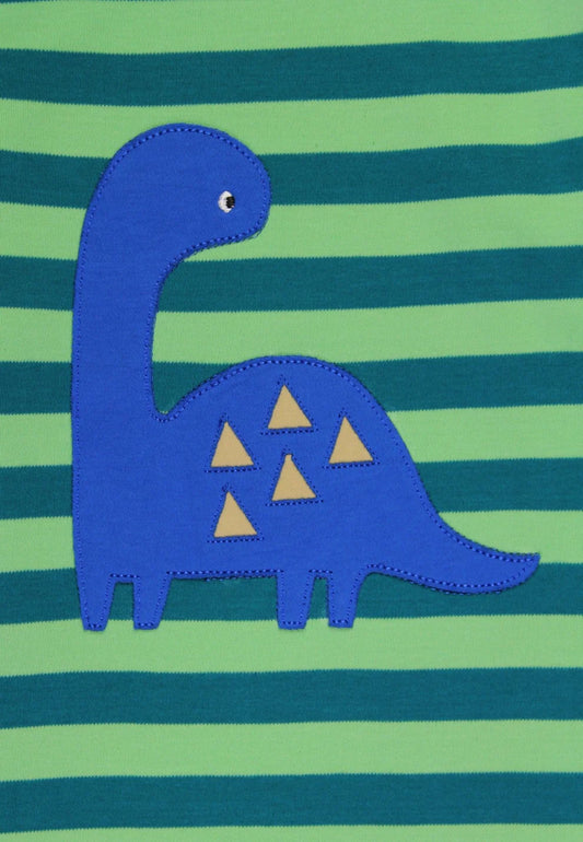 Toby Tiger Langarmshirt gestreift mit Dino-Applikation GOTS