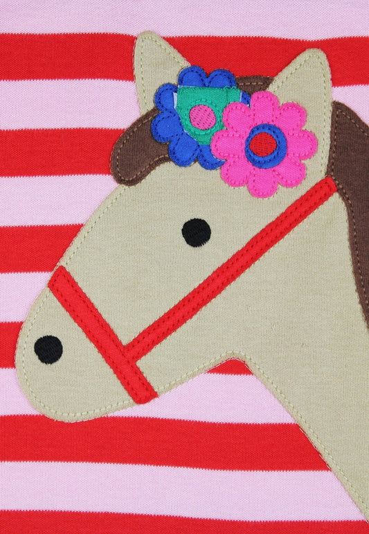 Toby Tiger Langarmshirt gestreift mit Pony-Applikation GOTS