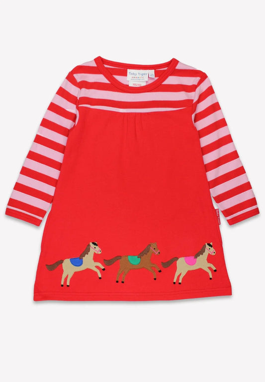 Toby Tiger Kleid Langarm mit Pfederapplikation GOTS
