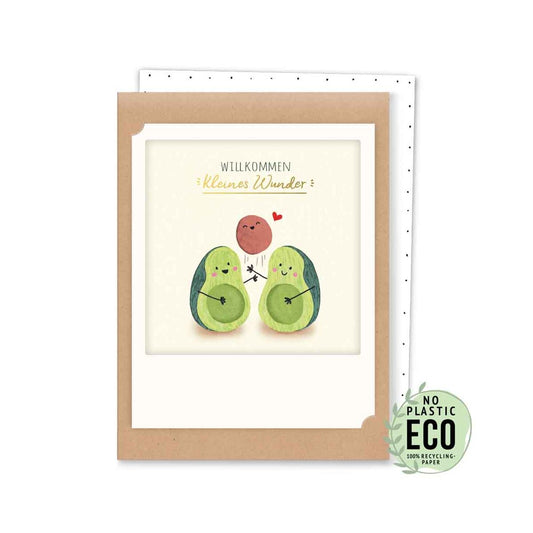Pickmotion Klappkarte  'Willkommen kleines Wunder Avocado'