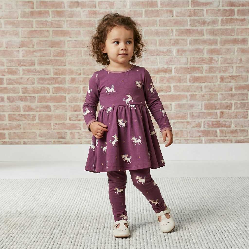 Maxomorra Langarmkleid Dress Circle Unicorn GOTS