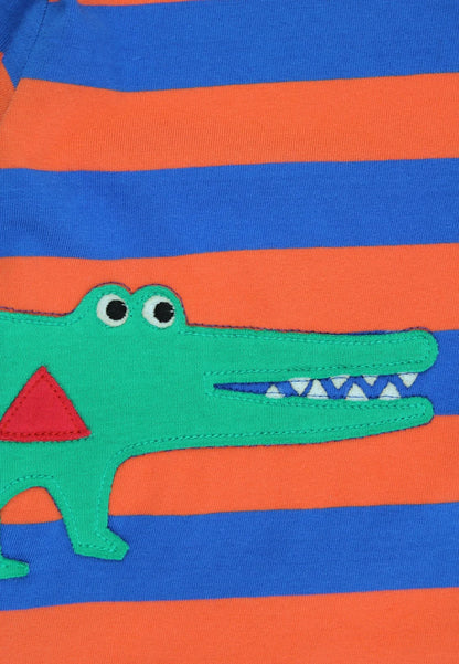 Toby Tiger Strampler mit Krokodil-Applikation GOTS