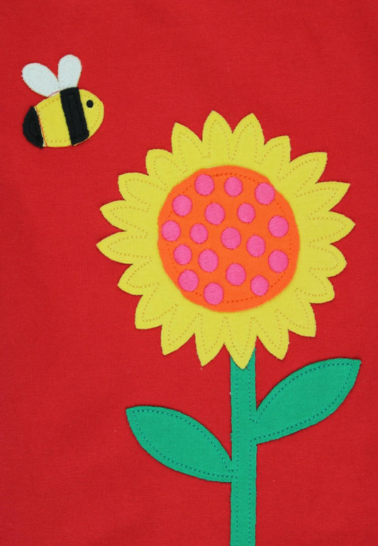 Toby Tiger T-Shirt mit Sonnenblumen-Applikation GOTS