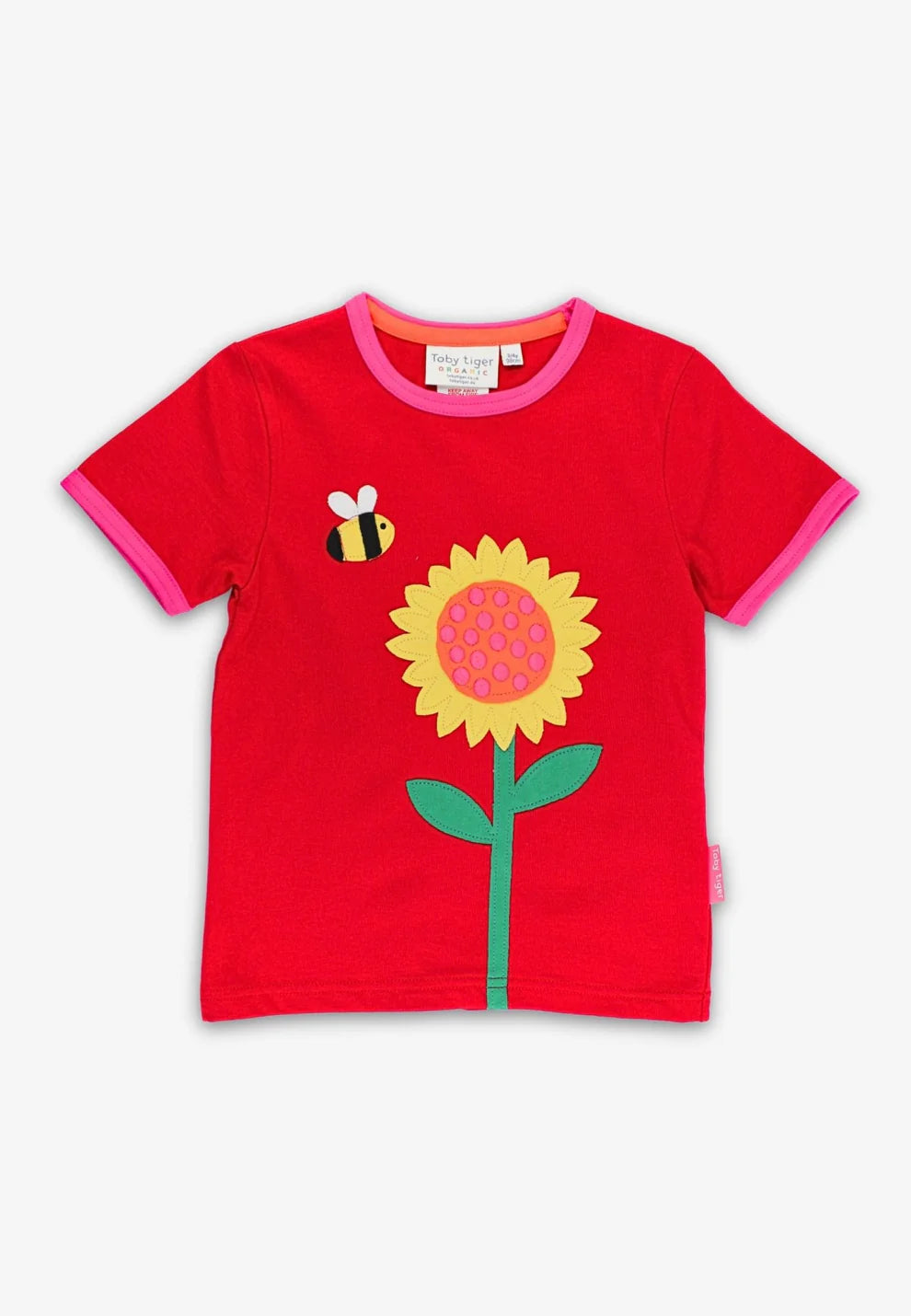 Toby Tiger T-Shirt mit Sonnenblumen-Applikation GOTS