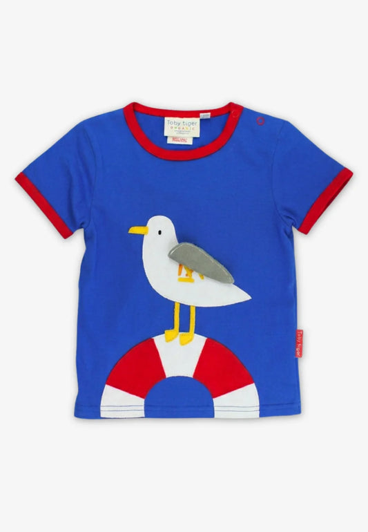 Toby Tiger T-Shirt mit Mövenapplikaton GOTS