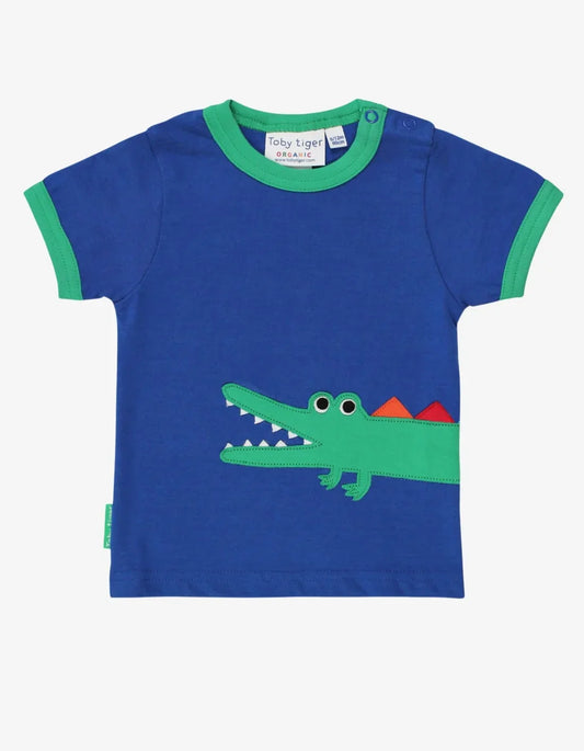 Toby Tiger T-Shirt mit Krokodilapplikation GOTS
