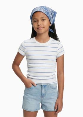Blue Effect Rippshirt Crop